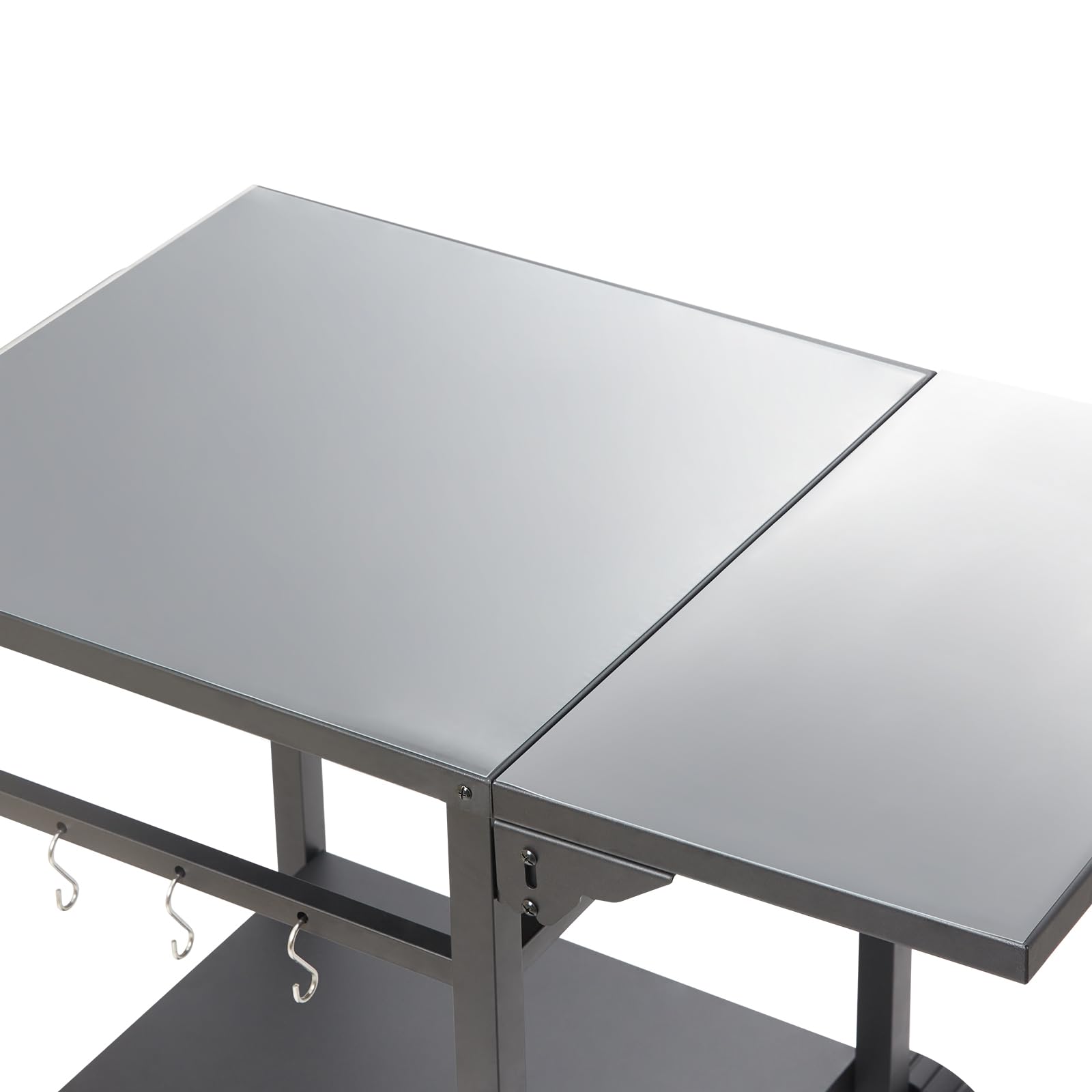 VEVOR Carrito de Comedor para Barbacoa al Aire Libre con Estante Doble, Mesa Móvil de Preparación de Alimentos para Barbacoa, Mesa de Hierro Plegable Multifuncional, Carros Modulares para Exteriores