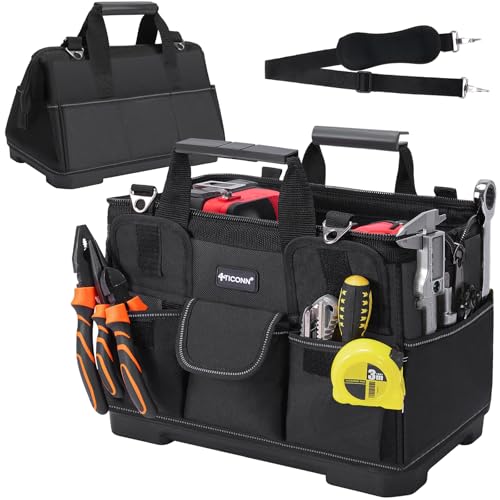 TICONN Heavy Duty Tool Bag with Multi-Pockets, Portable Tool Box Organizer Storage Bag, with...