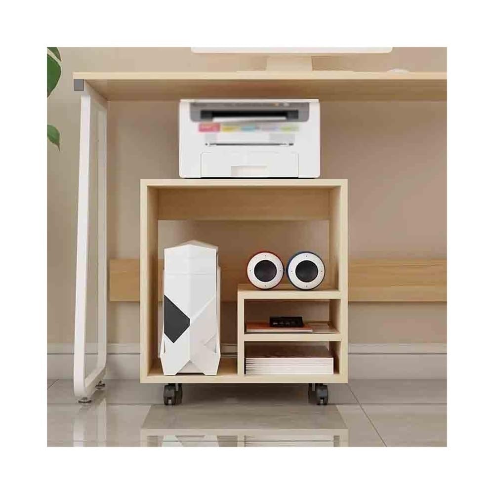Soporte para impresora Gabinete for computadora de escritorio, estante for impresora, estante de almacenamiento de oficina con polea, estante de almacenamiento multifuncional Mesa para impresora