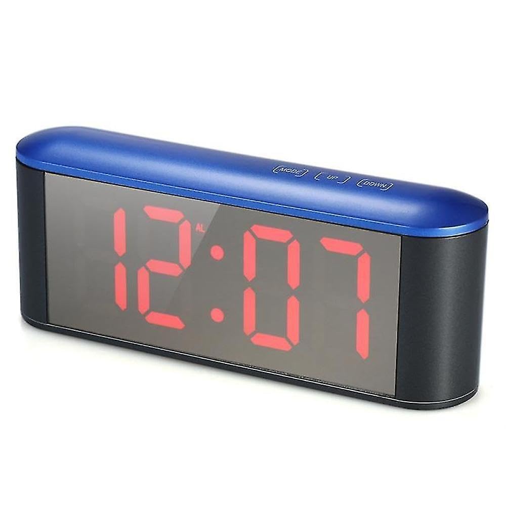 JOYHAPPST Alarm Clock For Bedroom,digital Clock Display, 3 Levels Brightness, For Home Bedroom Decor-blue Shell Red Word