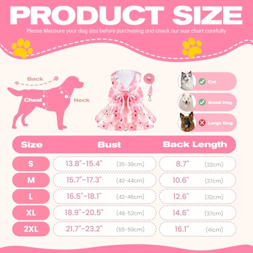 Hundekleid für weibliche Kleine Hunde,Hund Kleider Geschirr und Leine,Dog Kleid für kleine Hunde,Sommerkleid für small Haustiere,Mädchen-Hundekleid für Kleine,Mittelgroße Haustiere (L)