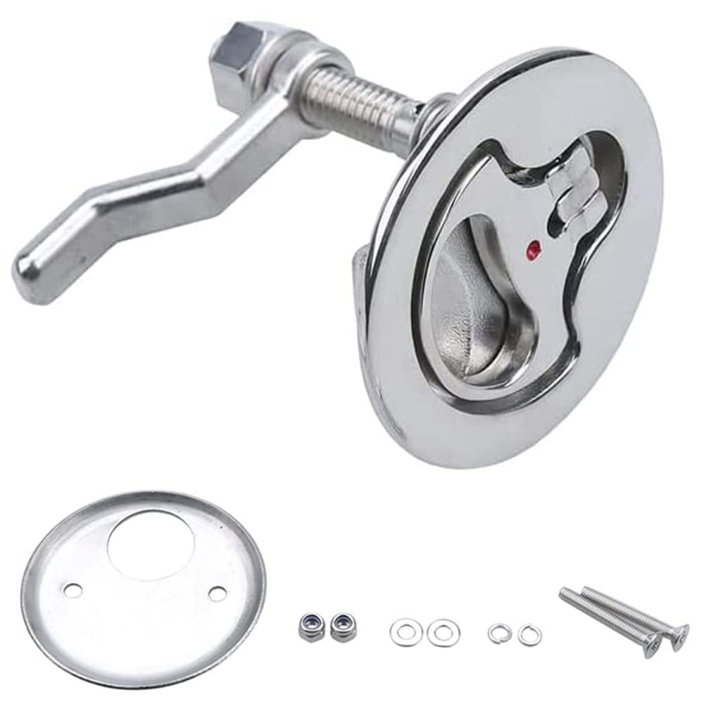 MIZUGIWA Boat Cam Latch Stainless Steel Marine,Boat Locker Latch Hatch Pull,Flush Hatch Lift with Back Plate Fasteners