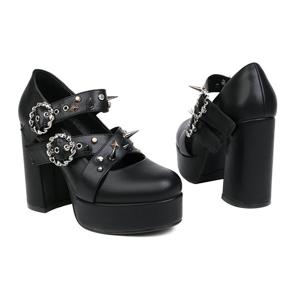 Amazon.com: AOVIN Mary Jane Shoes Women Metal Rivet Punk
