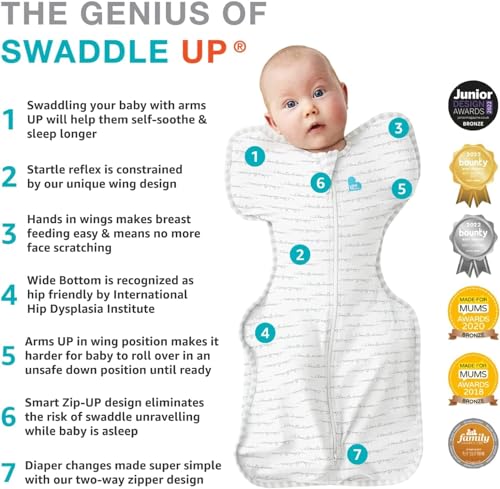 Love To Dream™ Swaddle UP™, Medium 6-8.5 kg - White Dreamer, Olive, Medium (6-8.5kg) - Image 3
