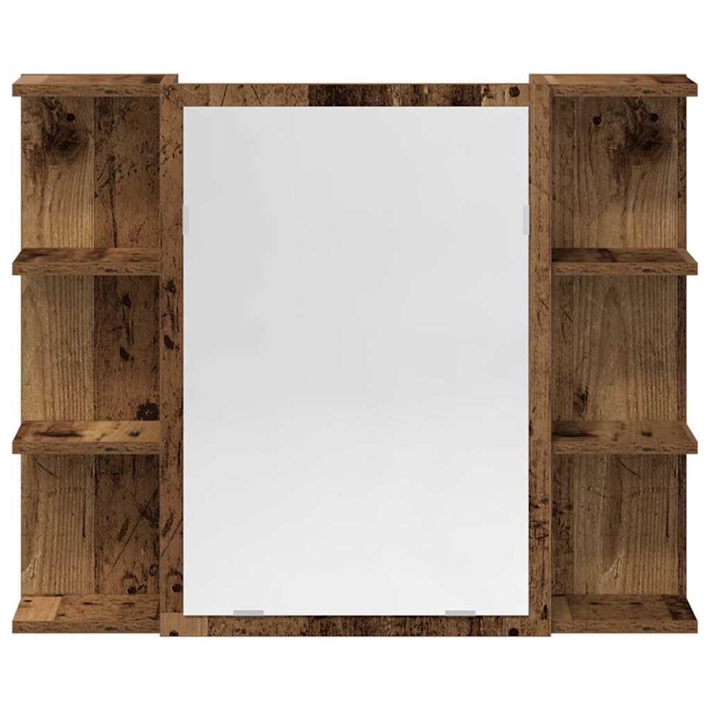 Set Mobili da Bagno 3 Pezzi in Legno Multistrato Effetto Antico | Arredo completo per stanza da bagno con specchiera e mobili contenitori salvaspazio per organizzare ogni accessorio.