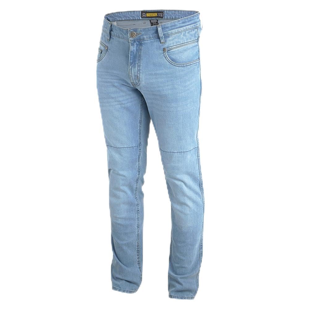 Moore Pantalón de Moto Speed Celeste – Vaquero Slim Fit, Protecciones CE Nivel 2, Tejido Denim Reforzado, Certificación EN 17092-4:2020 A