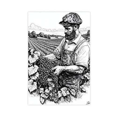 Toile producteur de vin 40x61 cm pour décoration de chambre et bureau