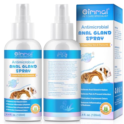 Spray Glándula Anal 120Ml, Spray Antimicrobiano Glándula Anal, Alivia La Irritación De La Glándula Anal, Detiene El Picor, Elimina El Olor, Previene Infecciones, Aloe Vera Y Manzanilla (2pcs, Perros)