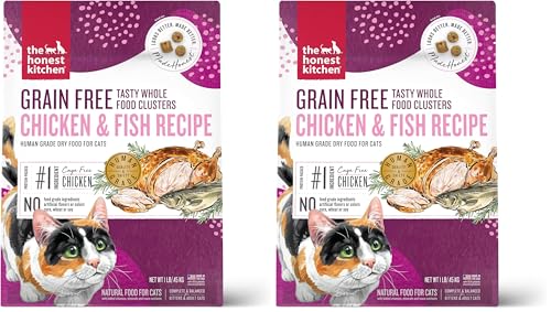 Image of The Honest Kitchen Whole Food Clusters Grain Free Chicken & Fish Dry Cat Food, 1 lb Trial Pouch (Pack of 2)