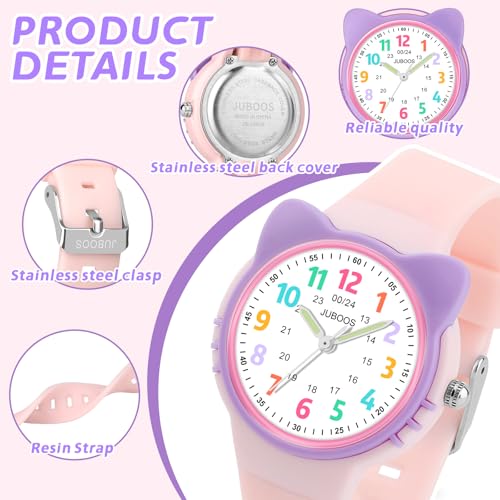 Image of Juboos Kids Watch Analog for Boys Girls Toddler, 3ATM Waterproof Wirstwatch Learning Time and Easy to Read
