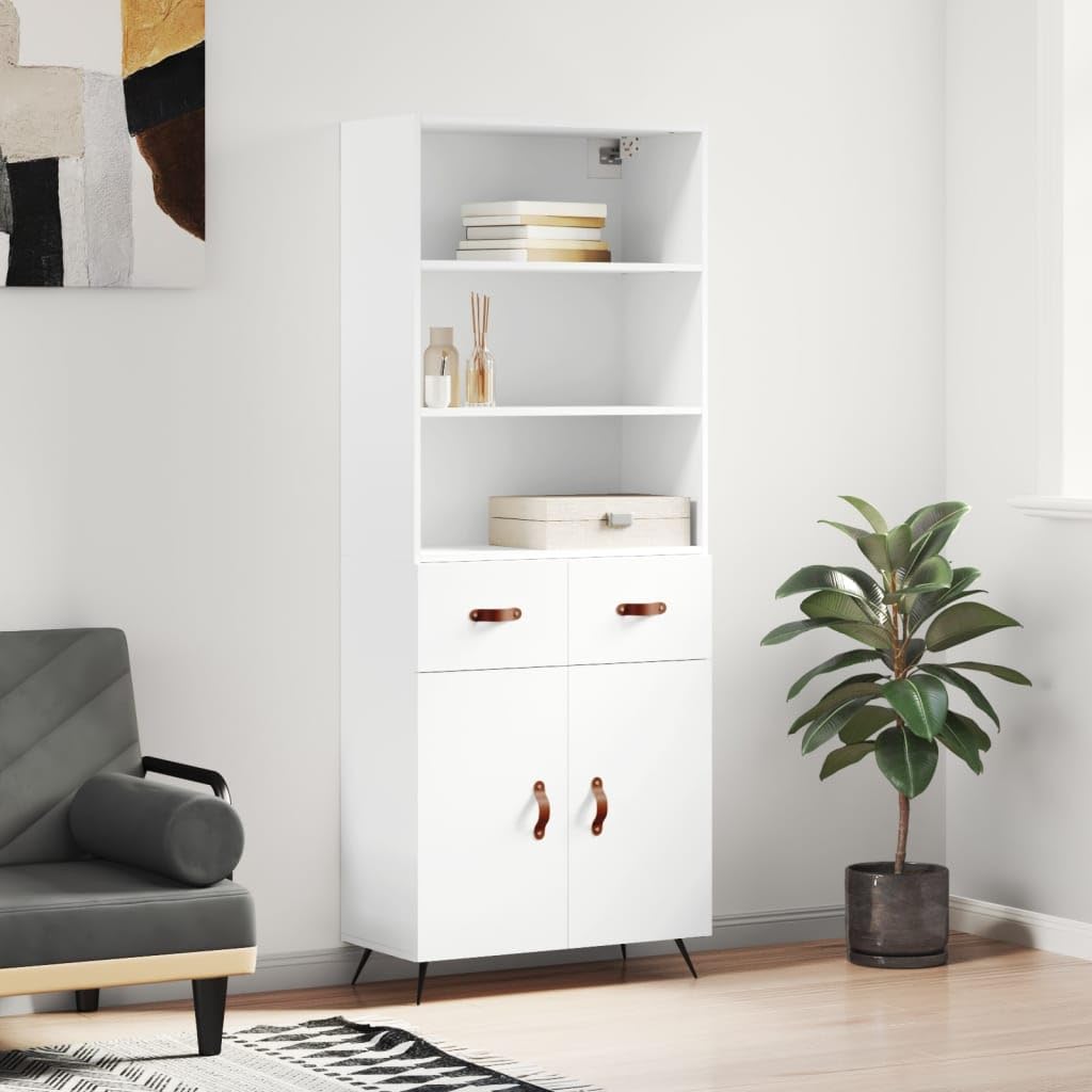 Credenza Bianca 69,5 x 34 x 180 cm drewno wielowarstwowe