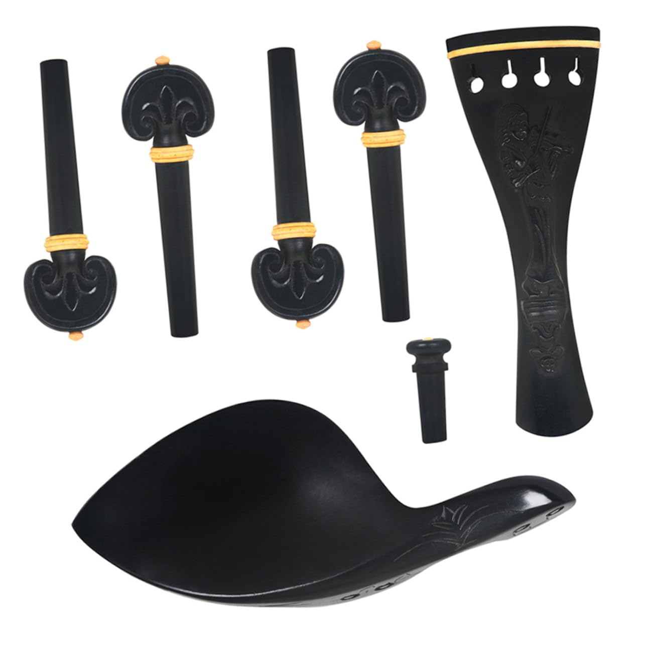 Ensemble de Violon 1 Set Cordier Noir en Bois pour 4/4-3/4