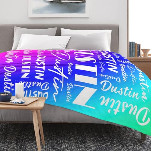 Name Blanket Personalized Name Blanket Customized Blanket with Name Text for Adult Kid Birthday Christmas Mothers Fathers Valentines Day Gift