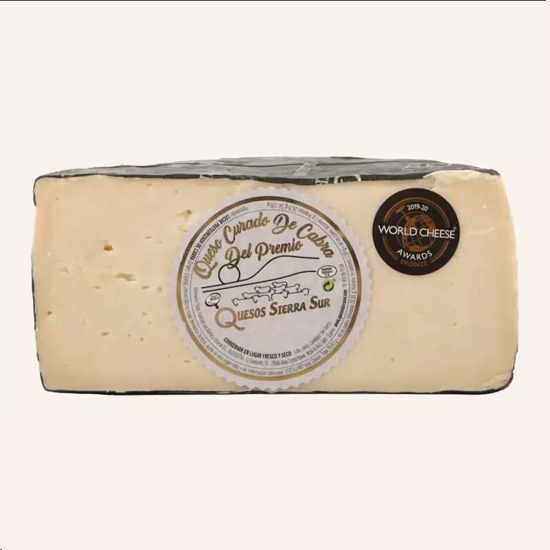 QUESOS SIERRA SUR - Queso curado de cabra 'Del Premio' envasado al vacío - Queso cabra curado durante mas de 5 meses en Aceite de Oliva Virgen extra (Medio)