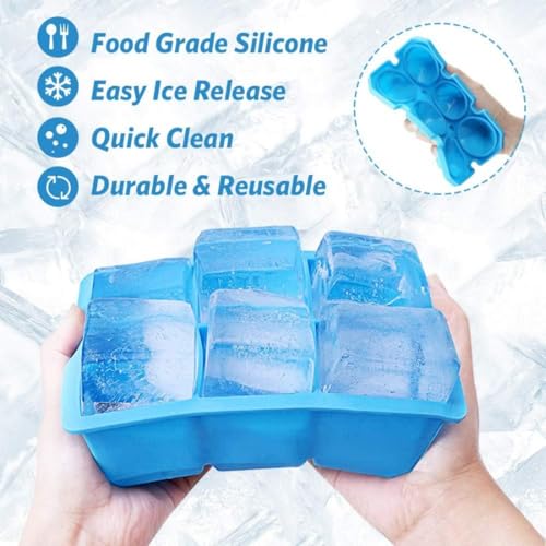 Silicone Ice Cube Molds MD39876291, 3 Shapes Large Ice Trays for Drinks, Reusable & Easy to Clean - image 2