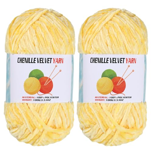 2 * 100g Velvet Chenille Chunky Yarn, Handcrafts Weaving Soft