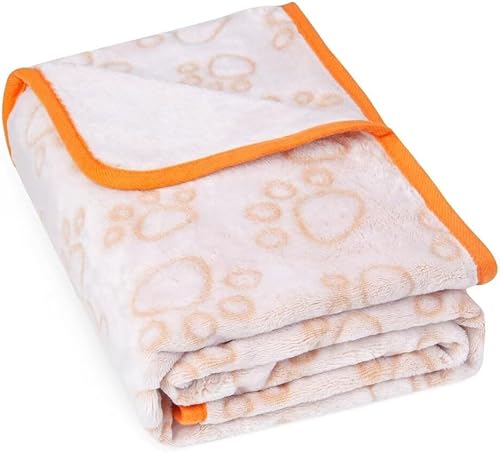Stuffed Manta suave de alta calidad para perro, con franela beige lindo estampado de patas, 24 x 32 pulgadas, manta para gatos, suministros para disponible en Yaxa Peru