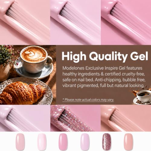 Image of Bolt Bee Gel Polish Kit Gel Polish Set,6 Colors Light Soft Sakura White Nude Spring Soak Off Nail Art Design Manicure Kit at Home (16)