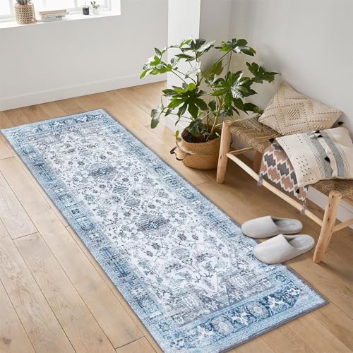 GarveeHome Runner Rug 2x6 Washable Runner Rug Vintage Entryway Runners Non Slip Backing Hallway Runner Rug Ultra-Soft Low Pile Throw Carpet Oriental K