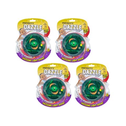 Infinity Dazzletop Party Pack! 4 Pack! Batteries Included, LED Light Show! Motorized Spinning, Easy Turn on and Off! Fun for All Ages! Cover
