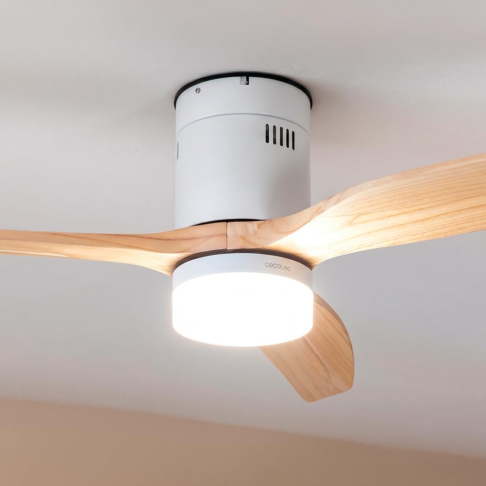 Cecotec Ventilateur de Plafond avec Lumière et Télécommande EnergySilence Aero 4600 Arctic White&Sand. Moteur DC 38W, Diamètre 132cm, Lampe LED 18W, 3 Pales, 6 Vitesses, Minuterie 8h | 38 W DC-Motor, Timer bis 8 Std., 6 Geschwindigkeitsstufen, Sommer-/Win