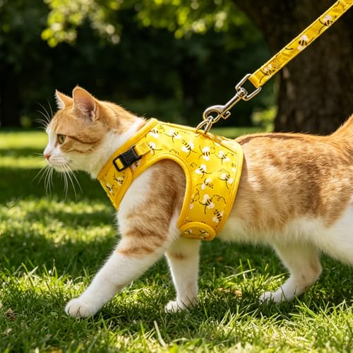 BINGPET Cat Harness and Leash Set, Escape Proof and Adjustable, Large | Step-in Vest, Lightweight Soft Breathable Mesh, Hook & Loop, Easy Control for Medium & Large Cats Walking Travel - Image 7