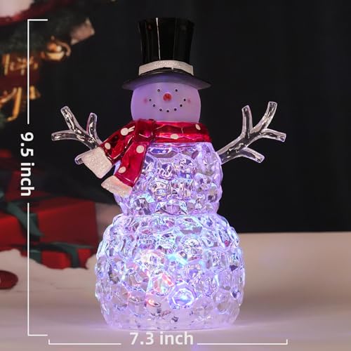 Leyupeak Christmas Table Decorations 9 Inch Lighted Christmas Snowman Figurines Battery Operated Acrylic Snowman Xmas Gifts Festive Tabletop Ornaments thumb #3