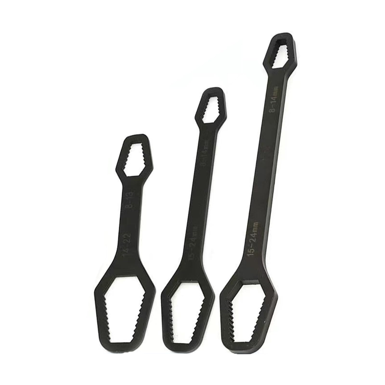 Ergonomic Handled Carbon Steel Wrench Assortment Including 15cm 23cm 27cm Versatile Tool for Mechanical Repair 3 Pack Carbon Steel Double Head Spanner