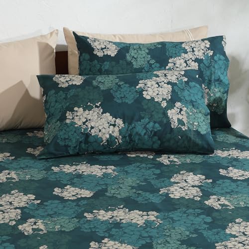 Image of Bedsheet Set | GOTS Certified 100% Organic Cotton Percale | 200 TC | Breathable & Skin-Friendly (King, Hydrangea)