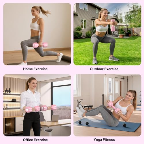 Image of JOROTO 5-in-1 Adjustable Dumbbell Set, 8LB /11LB Pair Adjustable Weights for Women at Home, 1s-Adjust Dual Locking Stable Hand Weights with TPE Soft Handle, Home Gym, Rehab, Pilates, Yoga, Strength Training