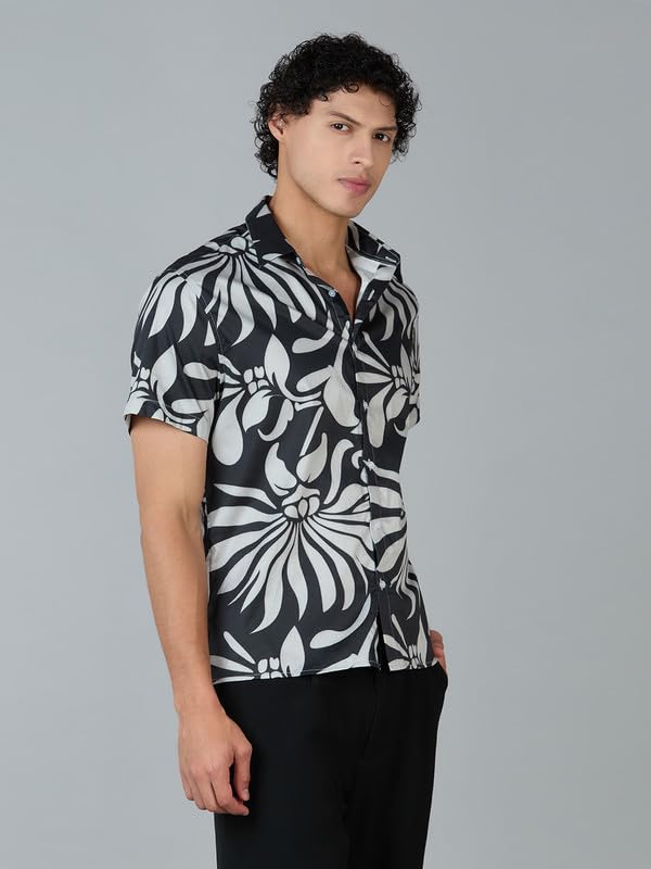 Image of MARK & ALBERT Men's 100% Cotton Printed Half Sleeves Regular Fit Shirt for Men
