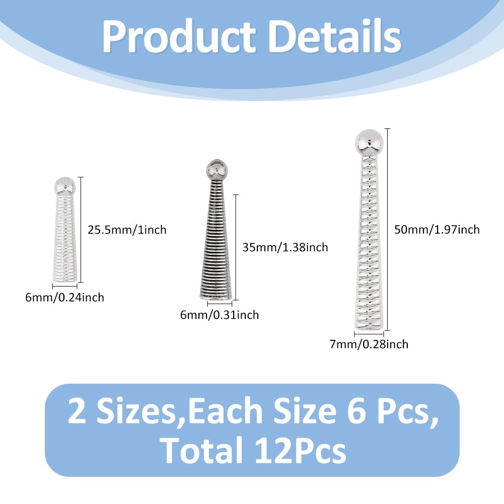 SUPERFINDINGS 12Pcs 3 Styles Bolo Tie Tips Long Cord Ends Caps Bolo Cap Buckle Replacement End Caps Metal Accessories Alloy Bolo Findings for DIY Bolo Ties Making Accessories