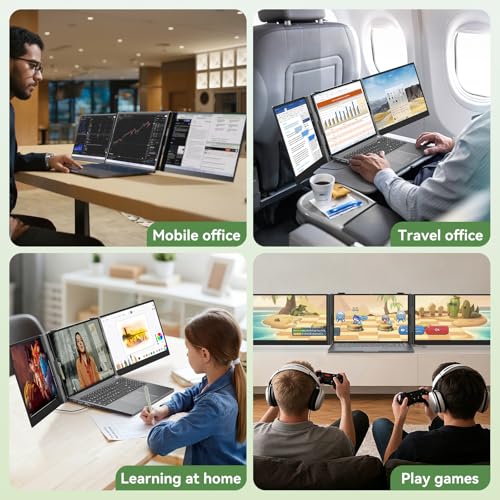 Image of Blackview Laptop Screen Extender, 2.2 lb Ultra-Light, One-Cable Connection, 15.6 inch Triple Screen Laptop Monitor Extender, TUV Eye-Care, Business Travel, Mac, Windows, ChromeOS, Switch