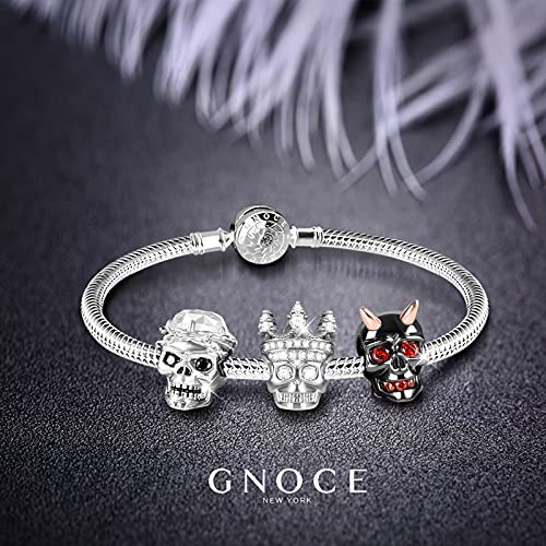 Image of GNOCE Skull Charm Bead Silver Pendant Dangle Charms fit Bracelet /Necklace Jewelry Gift for Women Men