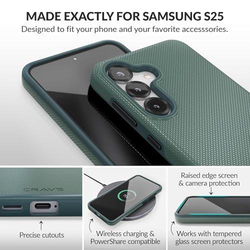 Image of Crave Compatible with Samsung Galaxy S25 Case (6.2 inch), Slim Fit, Shockproof Dual Layer Grip, Wireless Charging Compatible - Forest Green
