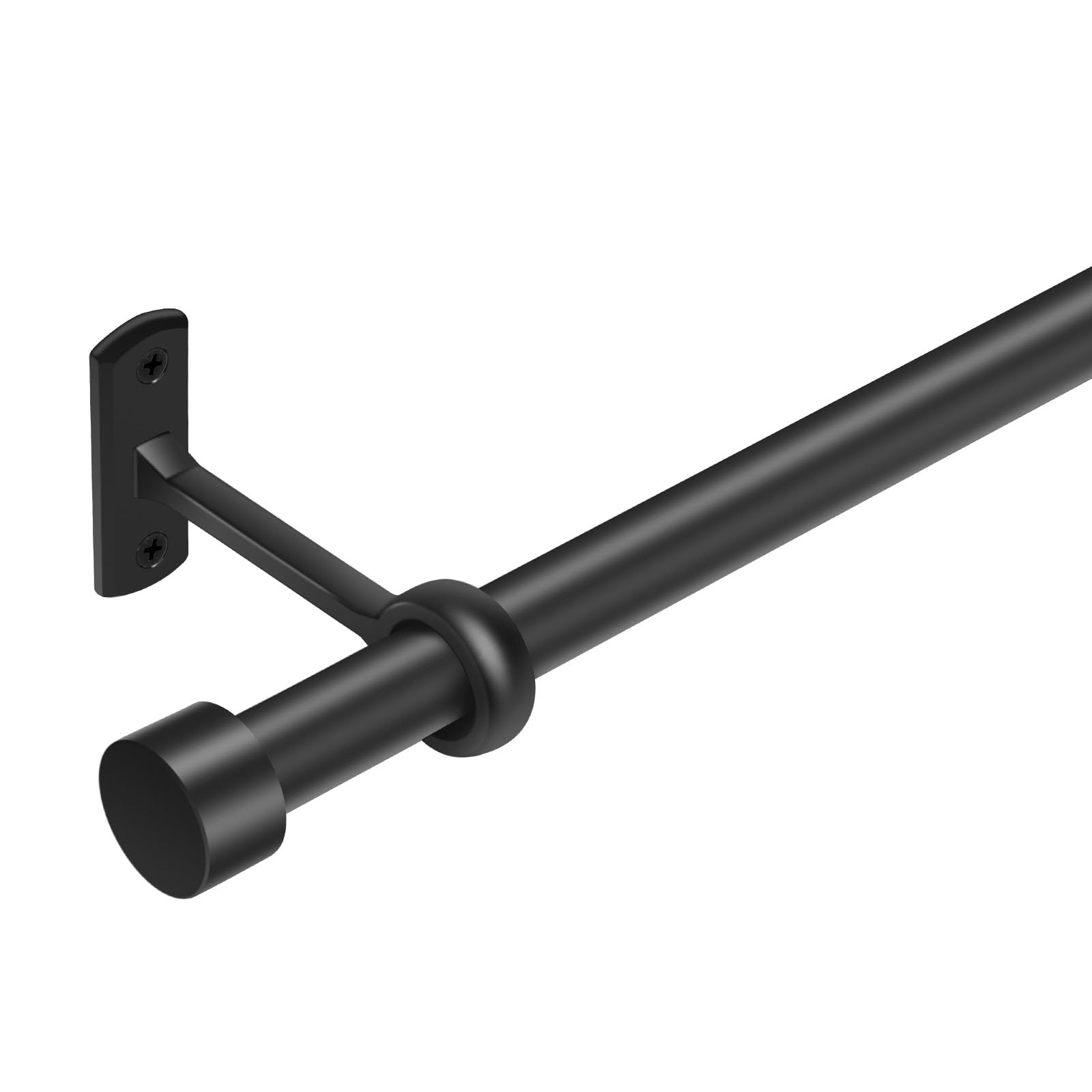 Matte Black Curtain Rods for Windows 32 to 240(2.5-20 Feet), Extra long 1 Inch Black Curtain Rod, Heavy Duty Drapery Rods with Adjustable Curtain Rods