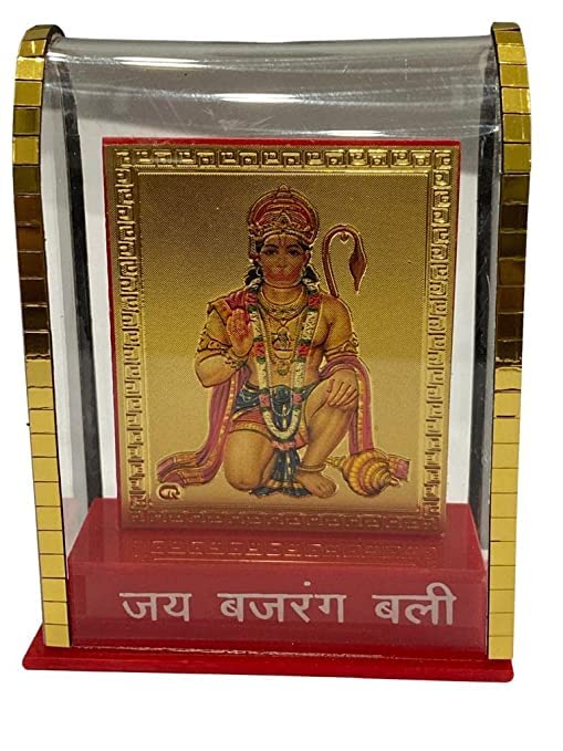 Image of Gold Plated Hanuman Ji Cabinet Showpieces with Clear Finishing for Car Dashboard,Home,Temple & Offices