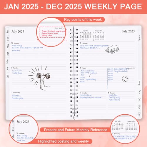 2025 Weekly & Monthly Planner - January 2025 to December 2025, 2025 Planner & Organizer Notebook to Track Goals, Medium 6.5\" x 8.5\", Rose