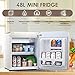 Kismile Retro Mini Fridge with Rated 1.7 cu. ft, Small Refrigerator with Adjustable Removable Glass Shelves, Mechanical Control, Compact Freezer for Office, Dorm, Bedroom (White)