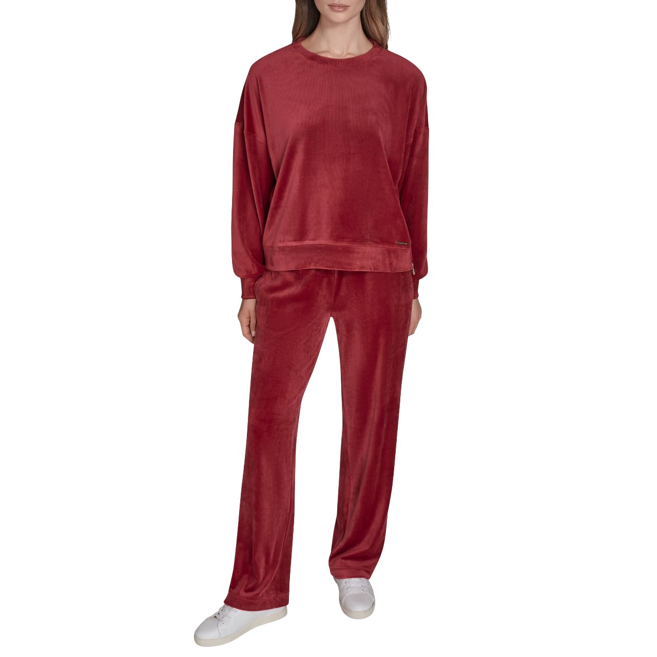 H Halston Womens Velour Drawstring Waist Sweatpants