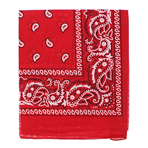Foulard bandana pour homme/femme 100 % coton Motif cachemire Rouge Cover