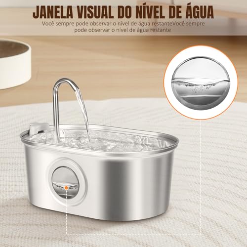Bebedouro para Gatos, 3.2L Fonte Gato Inox Comedouros, Fonte de Agua Pra Gato, Bebedouros e Acessori