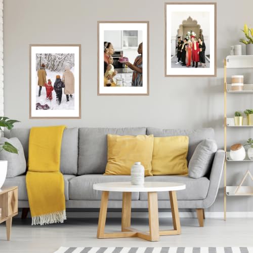 Image of JCJMY 22.375x34 Picture Frame with 20x30 Mat, Display Photo 20x30 with Mat or 22.375 x 34 Without Mat, Wall Hanging Large 22.375 by 34 Poster Frame with Plexiglass, Rustic Brown