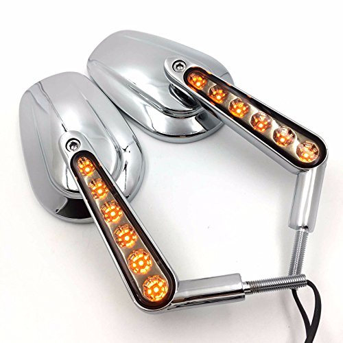 NBX- Espelhos retrovisores esquerdos direitos cromados com haste de LED compatíveis com HARLEY DAVID