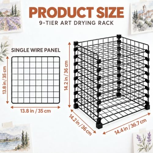 9-Tier Art Drying Rack for Classrooms, Adjustable Paint & Paper Organizer, image 4