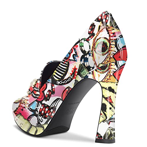 Aachcol Women Inner Platform Pumps Close Pointed Toe Boots Slip-on Stiletto High Heel Dress Shoes Patent 4 Inch3