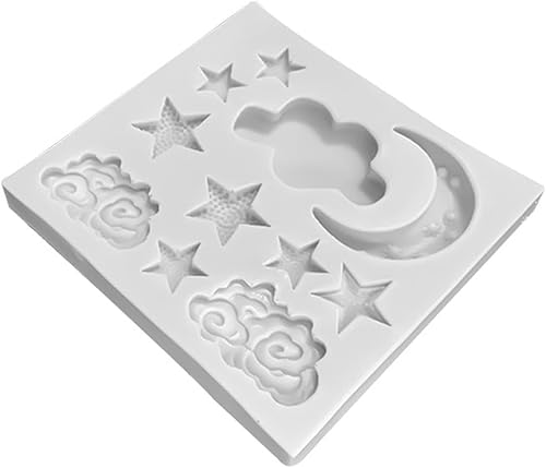 Miniatura 2 de Moldes de silicona con forma de nubes de luna y estrella, molde para decoración de chocolate para cupcakes, galletas, jabón, vela, yeso, cristal