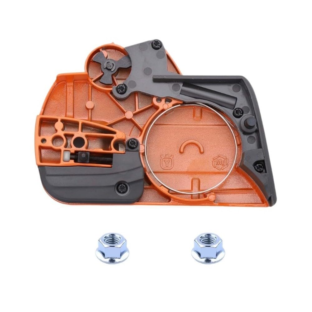 Couvercle d'embrayage pour tronçonneuse compatible avec Husqvarna 135/140/435/440 et modèles CS2240, boîtier de frein à chaîne en magnésium avec écrous à barre, variante orange