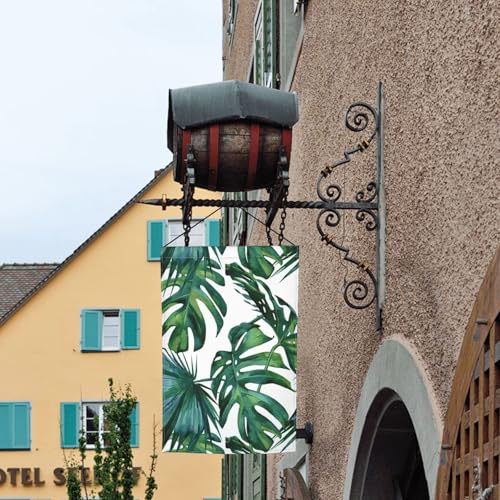 Petits drapeaux verts imprimés feuilles de bananier pour cour, jardin, drapeau épais pour porches, pelouses, résistant à la décoloration