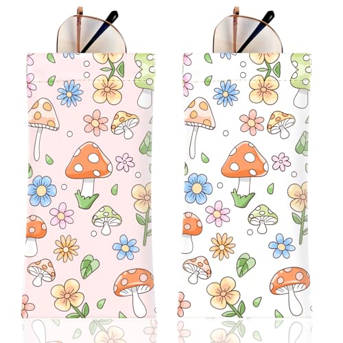 Image of Anikathy 2Pcs Sunglass Eyeglass Glasses Case Soft PU Leather with Cleaning Cloth Portable Glasses Pouch Bag for Men Women